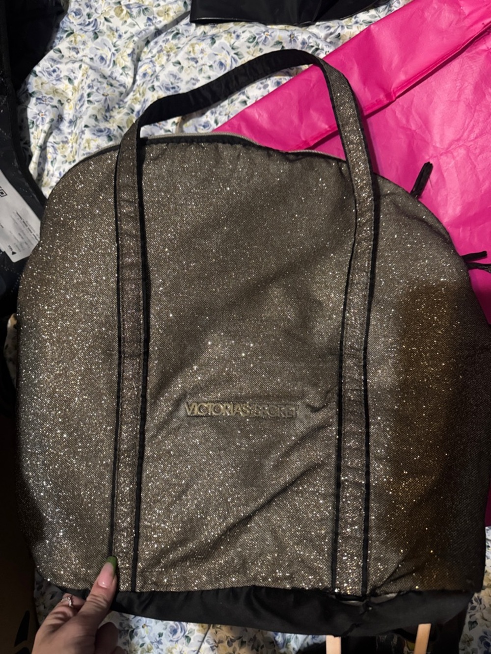 Victoria's Secret Sparkle Tote in Gold and Black